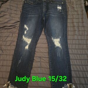 Judy Blue Women's Ripped Dark Blue Skinny Jeans